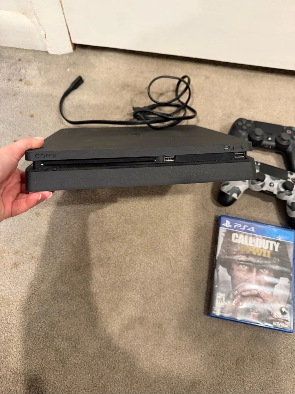 Sony PS4 Slim Console in Black with Dual Controllers